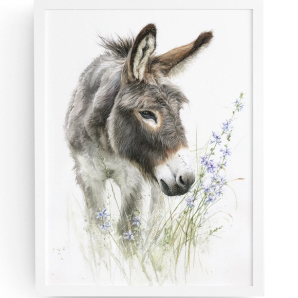 Creative Path Studios Other - Watercolor Donkey Wall Art Print, Unframed - Charming Farmhouse Decor